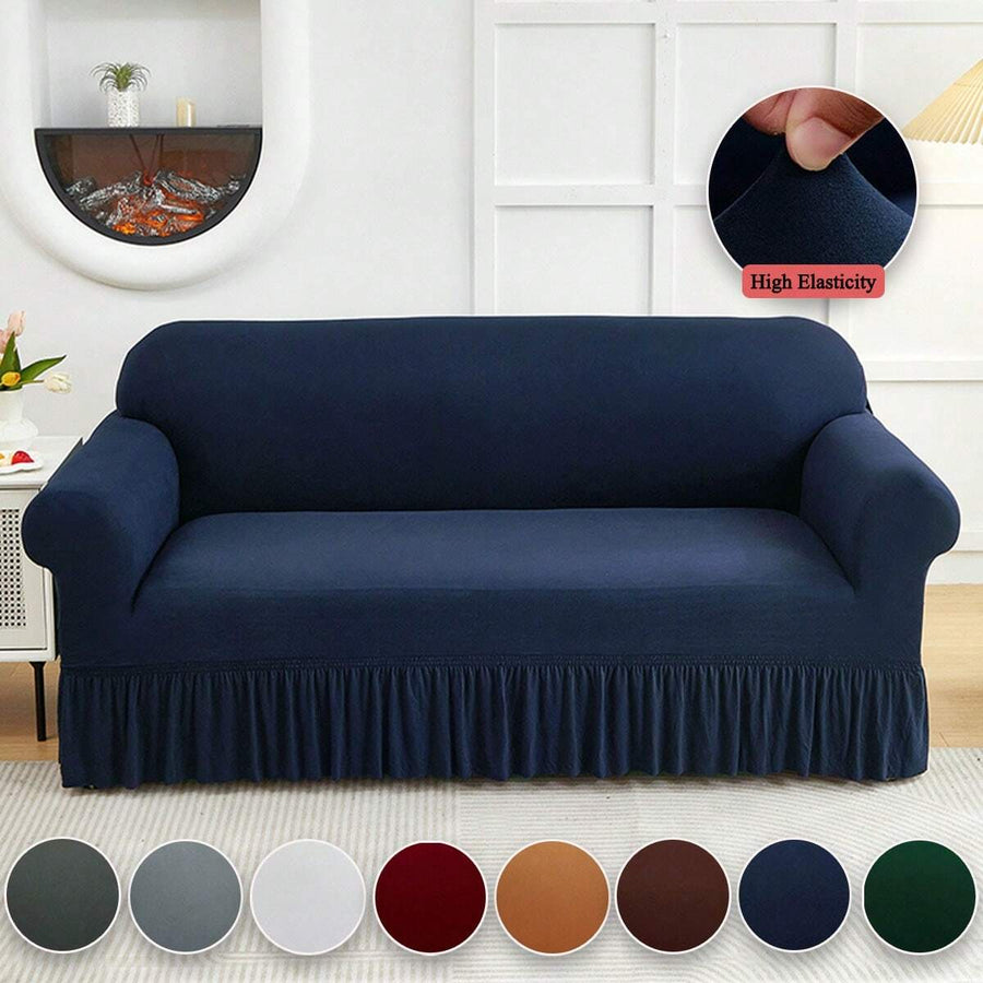 XM-Mirelitho 1PC Lightweight Sofa Slipcover Stretch Milk Silk Breathable Cool ForSummer Anti-Dirty And Non-Slip Solid Color Sofa Cover Suitable For 1/2/3/4 Seat Home/Living Room Decoration All-Inclusive Sofa Protective Cover